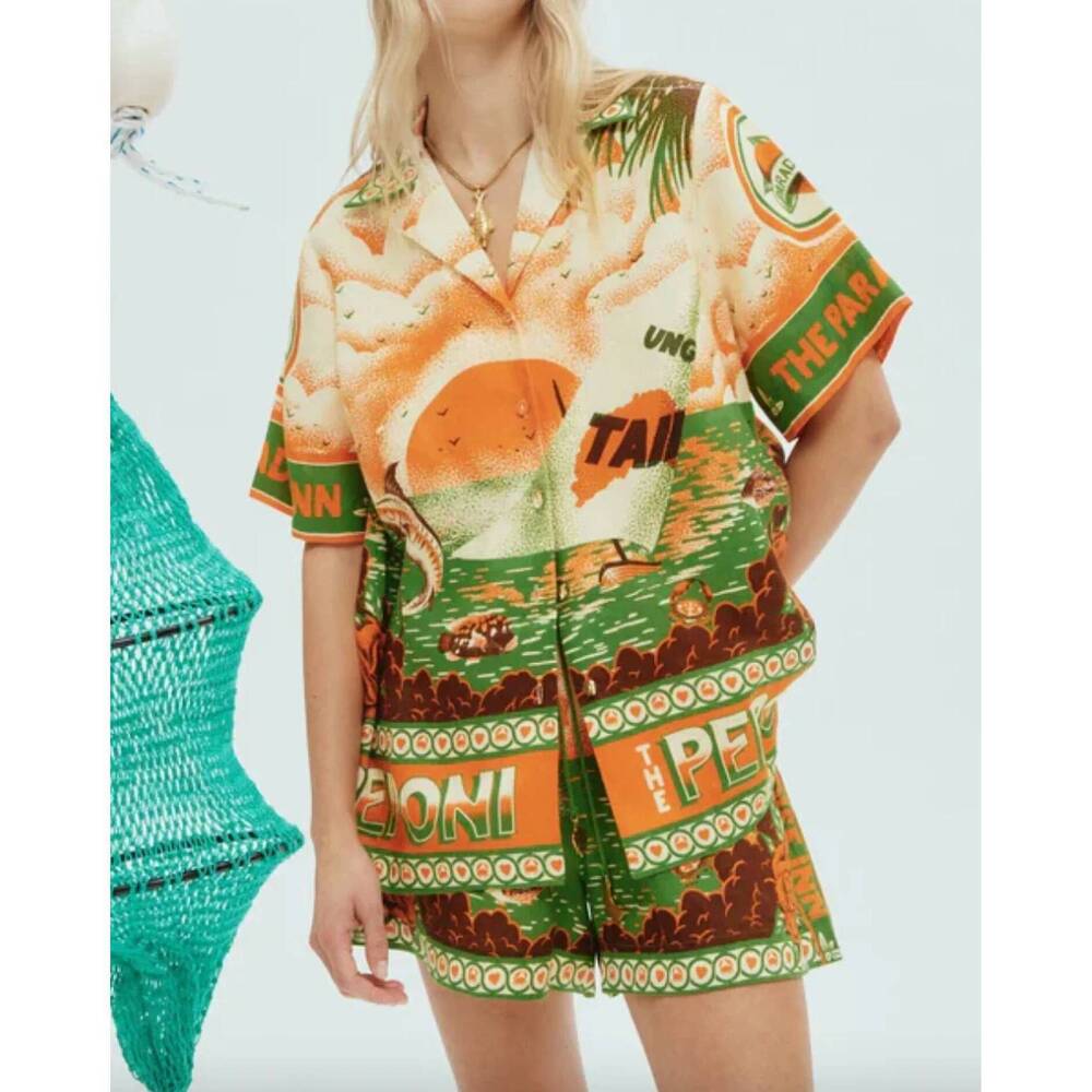 NEW ALEMAIS bungalow oversized linen shirt in multi